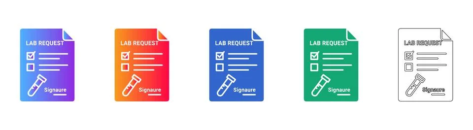 Lab Request Form Icons Set for Medical Testing Illustrazione stock