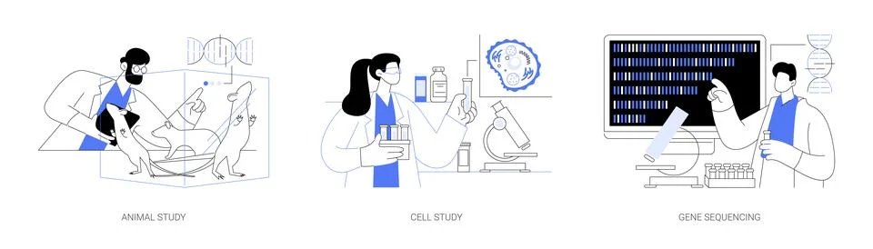 Lab research abstract concept vector illustrations. Illustrazione stock