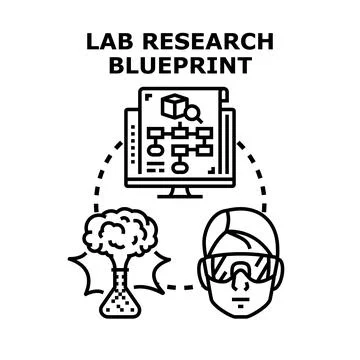 Lab research blueprint development scientific process イラスト素材