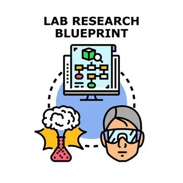 Lab research blueprint development scientific process Stock-Illustration