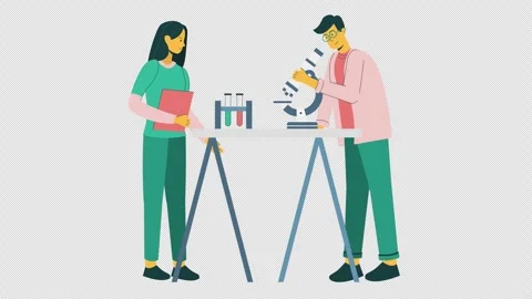 Lab Research performed by scientist Flat animation 4k Loop Stock Footage 318547625