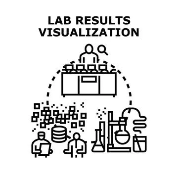 Lab results data visualization and analysis process Stock Illustration
