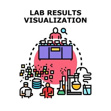 Lab results data visualization and analysis process Stockillustratie