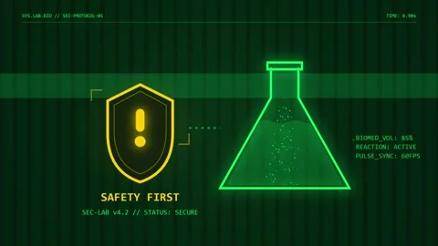 Lab Safety Protocol HUD Interface Sci-Fi Graphic Stockbeeldmateriaal 346115291