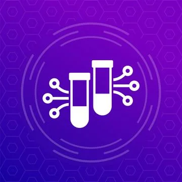 Lab samples icon with test tubes, vector Stock-Illustration