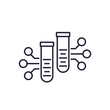 Lab samples line icon with test tubes Stockillustratie