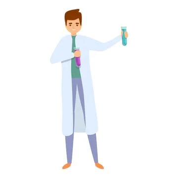 Lab scientist experiment icon, cartoon style Stock Illustration