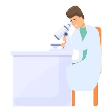 Lab scientist microscope icon, cartoon style Stock Illustration