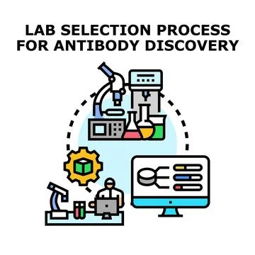 Lab selection process for antibody discovery research Stock Illustration