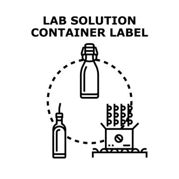 Lab solution container label concept visualizing different packaging Stock Illustration