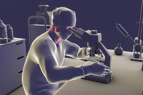 Lab specialist working in laboratory Stock Illustration