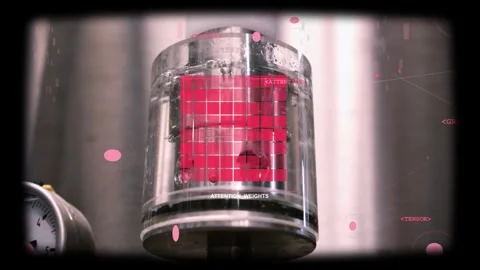 Lab system starting test, chamber pulsing ATTENTION_WTS while HUD markers Stock Footage 331701564
