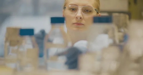 Lab Technician Analyzing Medical Solution Stock Footage 318592221