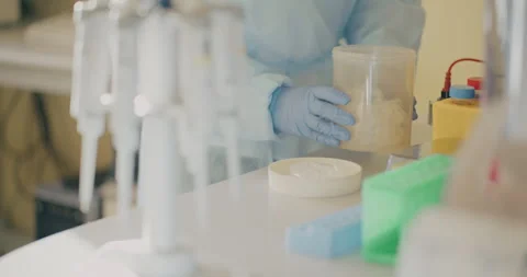Lab Technician Handling Plastic Test Tubes Stock Footage 318593501