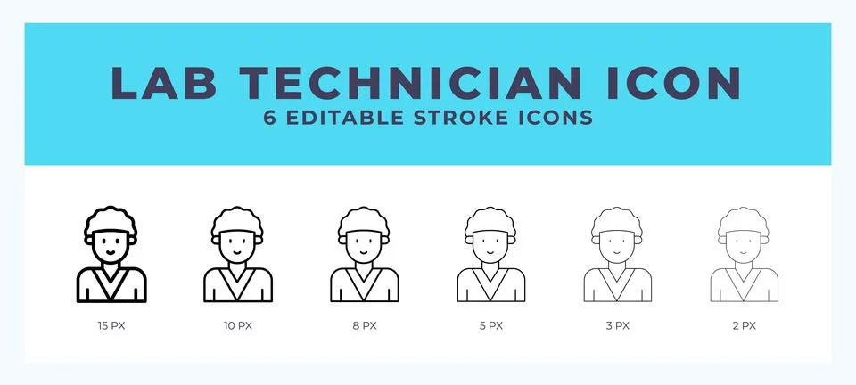 Lab technician icon with editable stroke. Outline icon vector illustration. Stock Illustration