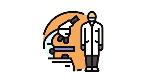 Lab technician microscope color icon animation 動画素材 326105912