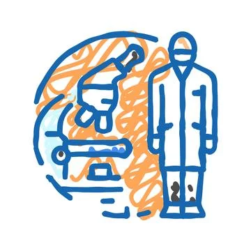 Lab technician microscope icon doodle illustration 스톡 일러스트