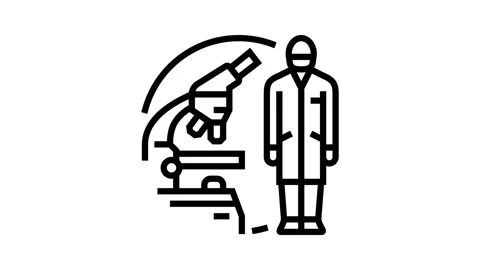 Lab technician microscope line icon animation 動画素材 326131942