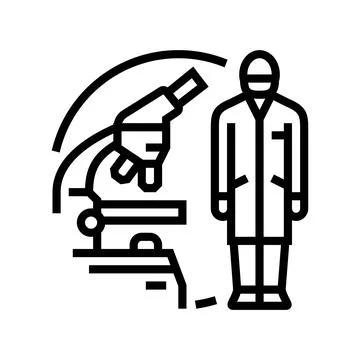 Lab technician microscope line icon vector illustration Stock Illustration