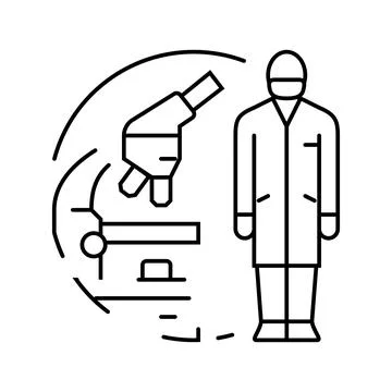 Lab technician microscope line icon vector illustration Stock Illustration
