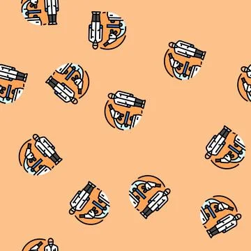 Lab technician microscope vector seamless pattern Stock Illustration