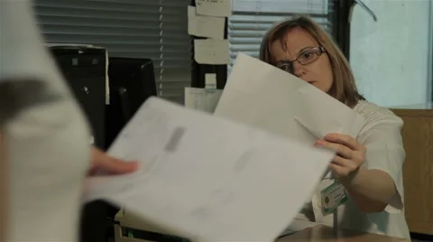 Lab technician printing lab test with bar code. Nurse examination samples in lab Stock Footage 52268471