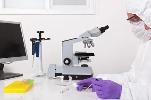 Lab technician taking a sample Stock Photos