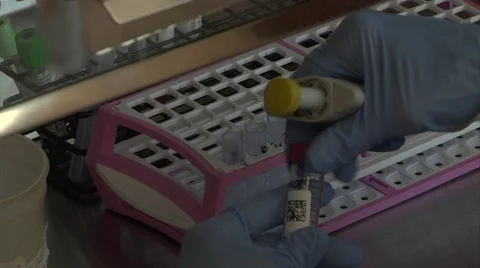 Lab technician with test tubes - close up Stock Footage 49615453