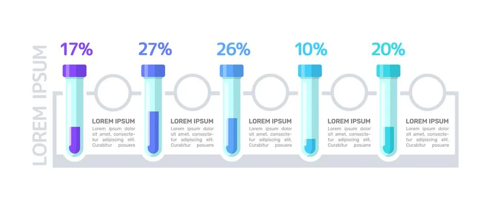 Lab test blue gradient infographic chart design template Illustrazione stock