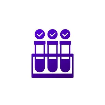 Lab test icon with test tubes Stock Illustration