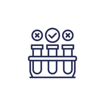 Lab test line icon with test tubes Stock Illustration