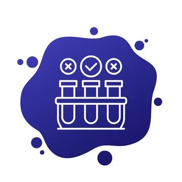 Lab test line icon with test tubes, vector Stock Illustration