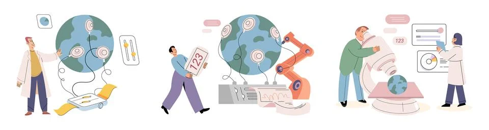 Lab test. Research is systematic process inquiry and data collection Illustrazione stock