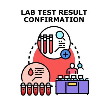 Lab test results confirming analysis and processing Illustrazione stock