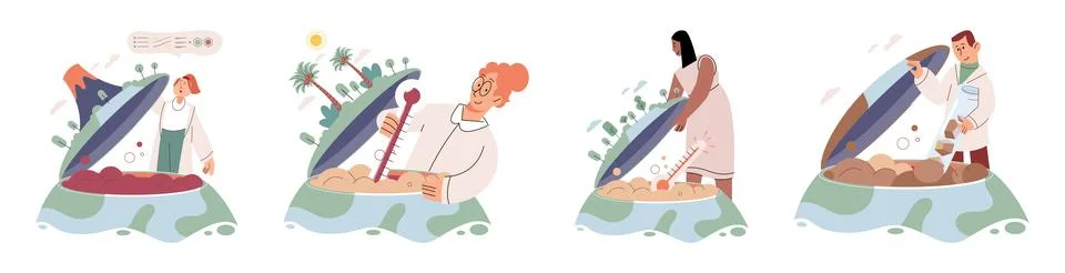 Lab test. Scientists are constantly experimenting to expand their knowledge Stock Illustration