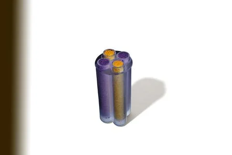 Lab test tubes of colored substances, in a holder. computer post-processing.. Stock Photos