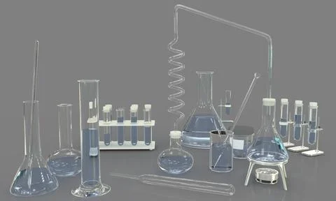 Lab test tubes with glassware with red and black liquids isolated 스톡 일러스트