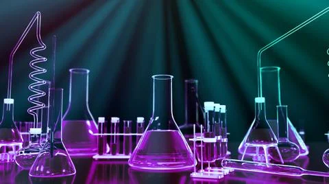 Lab test-tubes  light rays - science concept or biology backgrounds 스톡 일러스트