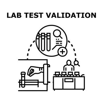 Lab test validation process using medical equipment Stock Illustration
