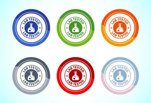 Lab tested icon. Laboratory testing product quality certificate symbol, But.. Stock Illustration