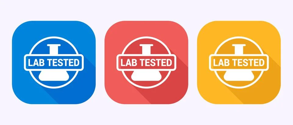 Lab tested icon. Laboratory testing product quality certificate symbol in s.. Stock Illustration