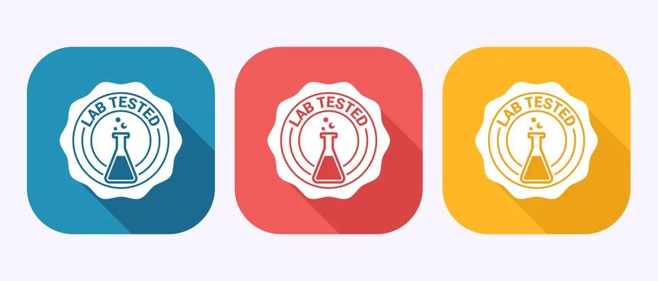 Lab tested icon. Laboratory testing product quality certificate symbol in s.. Stock Illustration