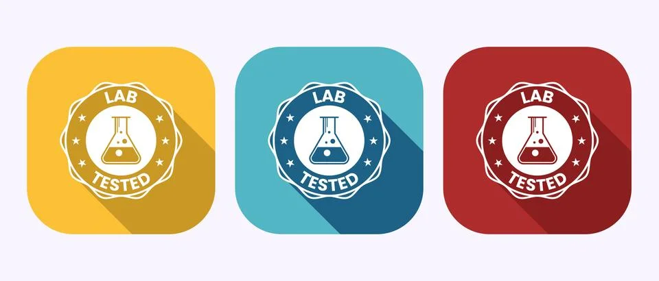 Lab tested icon. Laboratory testing product quality certificate symbol in s.. Stock Illustration