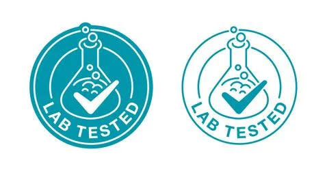 Lab tested sign in thin line and monochrome style Stock Illustration