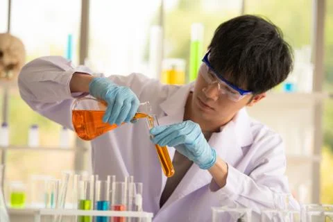 Lab testing and analysis chemical at the laboratory Stock Photos