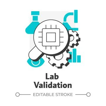 Lab validation flat outline concept icon Stock Illustration