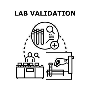 Lab validation process performing medical test analysis Illustrazione stock
