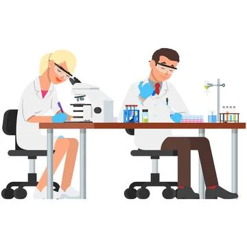 Lab vector, laboratory scientist and science experiment Stock Illustration