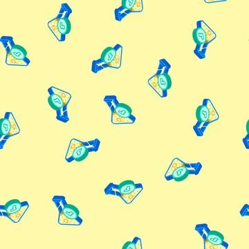 Lab verified label product caution isometric icon seamless pattern Illustrazione stock