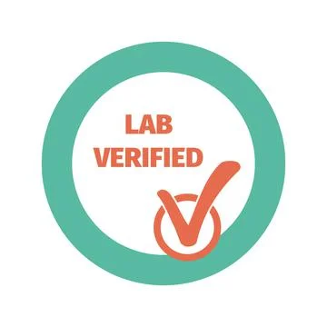 Lab verified packaging label for certified product Stock Illustration